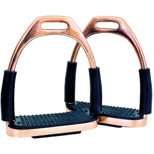 Estribos DE SEGURIDAD Flexi de oro rosa de brillo extremo, pantalones de primera calidad, estribos flexibles de acero para montar a caballo, antideslizante, agarre fuerte - Product Image 1