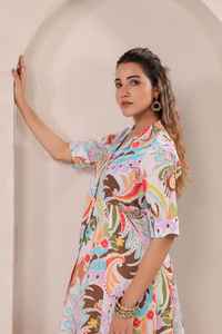 Floral Paisley <b>Midi</b> <b>Dress</b> Summer Wear Bohemian Cotton <b>Dress</b> Women's Summer Outfit - Product Image 2