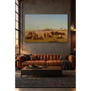 Impression sur toile de Fida Frere : Caravane au repos devant les ruines de Karnak - Product Image 4