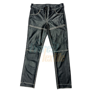 กางเกงยีนส์แบบผ่าข้างสำหรับผู้หญิงกางเกงเอวยาวปานกลางเอวแบนมีสีระบายด้านหน้าสำหรับฤดูหนาว - Product Image 3