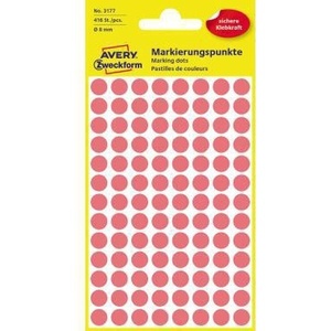 Avery Zweckform 8mm Fluorescent <b>Red</b> <b>Paper</b> Marking Dot 416 Labels/Pack File Folder Accessories - Product Image 1