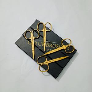 Tijeras Profesionales para Bebés de Acero Inoxidable con Cuchilla Curva de Plasma Dorado, Instrumentos de Belleza con Logotipo Personalizado - Product Image 4
