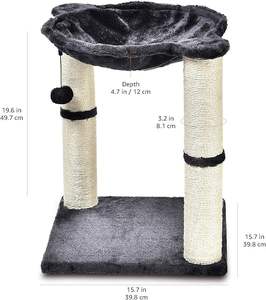 Interactive Large Home Decor 2-Level <b>Cat</b> Condo <b>Tower</b> Plush Hammock Bed <b>Scratching</b> Post Easy-to-Assemble <b>Cat</b> Tree Including - Product Image 2