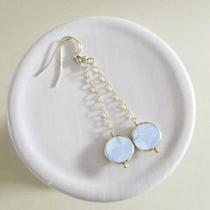 Pendientes Colgantes con Forma de Moneda de Ópalo Azul, Gema Natural Azul, Chapado en Oro Rosa, Joyería Hecha a Mano para Mujer - Product Image 4