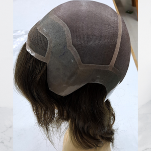 Perruques cheveux humains Remy 100% pour hommes lacet frontal français ligne de cheveux naturelle base mono fine toupet système de remplacement dentelle marron clair - Product Image 1