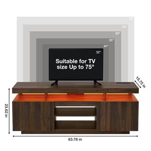 Mueble de <span class=keywords><strong>TV</strong></span> Flotante OEM de Fábrica con Estación de Carga, Centro Multimedia para Juegos en Madera Oscura, <span class=keywords><strong>Soporte</strong></span> de <span class=keywords><strong>TV</strong></span> LED con Gran Espacio de Almacenamiento - Product Image 4
