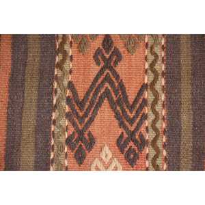 Tapis turc 4,6x7,9 pieds, tapis en laine vintage Kilim rayé orange - Product Image 5