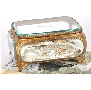 Latest Design Brass Beveled Glass Luxury Jewelry <b>Packing</b> <b>Box</b> Modern Gifted <b>Box</b> Golden Jewelry Storage Glass <b>Box</b> - Product Image 2