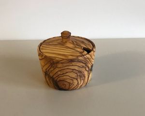 ชามใส่น้ำตาลและเกลือทำด้วยมือทำจากไม้สีน้ำตาลเข้ม3ชั้นภาชนะใส่น้ำตาลทรงกลมความต้องการสูง - Product Image 3