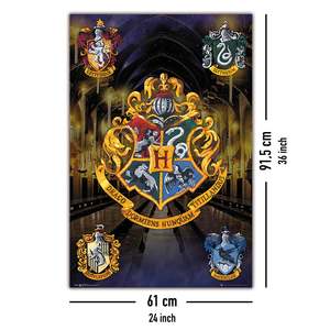 Cuadro de Lienzo con Diseño Moderno de Harry Potter, Representando las Armerías de las Casas de Hogwarts, con Marco Negro - Product Image 4