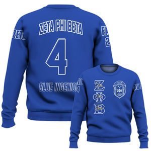 Sudadera Azul con Cuello Redondo Bordada de la Hermandad Griega Zeta Phi Beta 1920, Sudadera para Mujer, Servicio OEM Personalizado - Product Image 6