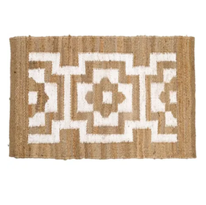 Alfombra de Yute natural con diseño lineal blanco abstracto para sala de estar, dormitorio, pasillo, habitación de invitados, hotel, oficina, venta al por mayor - Product Image 3