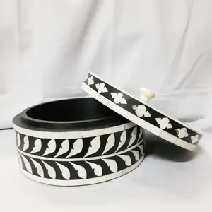 Boîte à incrustation en bois et os de conception et de taille personnalisées en bois naturel 100% avec boîte à bijoux en bois de couleur polonaise et naturelle en Inde - Product Image 4