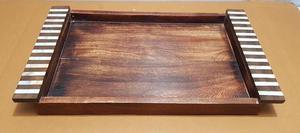 Plateau de service en bois élégant à la mode vente directe d'usine décor à la maison plateau décor de Table plateau en résine en bois Logo personnalisé plat de service en bois - Product Image 5