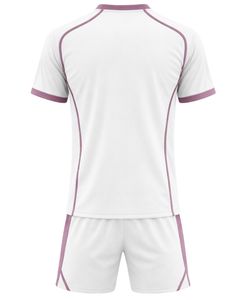 Manufacture Customized Sports Jersey And <b>Shorts</b> Set <b>White</b> Mauve Polyester Breathable Quick Dry Training Team Uniform - Product Image 2