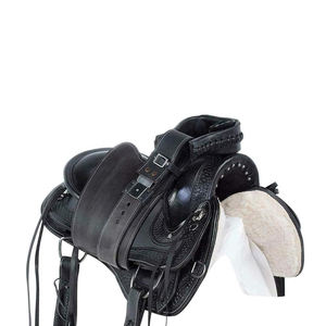 Selle de cheval en cuir occidental de haute qualité, robuste, avec arçon en bois et ensemble de harnais, logo personnalisé - Product Image 1