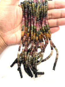 Perles en forme de citrouille en tourmaline naturelle Perles de pierres précieuses multicolores 14 pouces 5.50 MM 93 CT Perles de style citrouille en tourmaline - Product Image 2