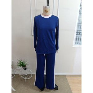 Conjunto de Dos Piezas para Mujer, Blusa de Viscosa con Cuello Ciclista y Mangas Largas, y Pantalones con Detalles de Cinta, 38654 - Negro - Product Image 5