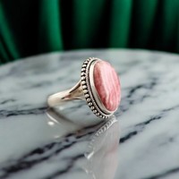 Bague artisanale en argent sterling 925 avec agate, magnifique pierre précieuse naturelle, taille ovale, sertie de diamants, incrustation noire
