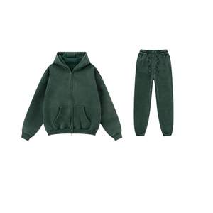 Conjunto de ropa para correr de invierno Unisex Color personalizado 100% algodón polar chándal Sudadera con capucha pantalones Jogger cordón transpirable - Product Image 6