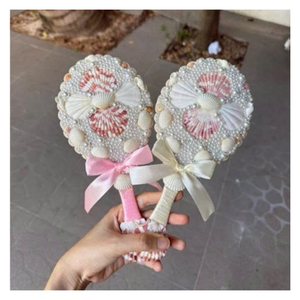 Handcraft Travel Friendly Seashell Mirror Adorned with Shells Seashell Mirror Made for Seaside Moments and <b>Compact</b> <b>Makeup</b> Use - Product Image 4