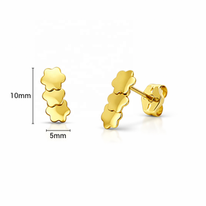 Pendientes de Oro Amarillo de 14K JJ BRAVO, Elegantes y Minimalistas, con Diseño Floral, Hechos a Mano, Regalo de Joyería para Mujer - Product Image 4