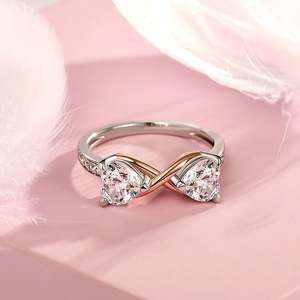Jeulia Custom Double Heart Two-Tone Infinity <b>Ring</b>-<b>Adjustable</b> Gold Plated Fashion <b>Ring</b> - Product Image 4
