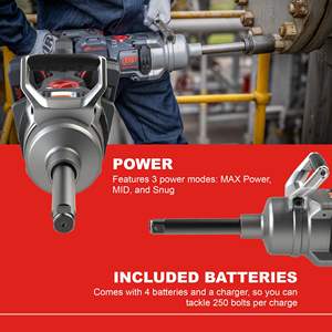 Kit de Llave de Impacto Eléctrica Inalámbrica de 20 Voltios y 1 Pulgada Serie W9691-K4E con Cargador y Ancla Extendida de 6 Pulgadas Serie W9000 - Product Image 5