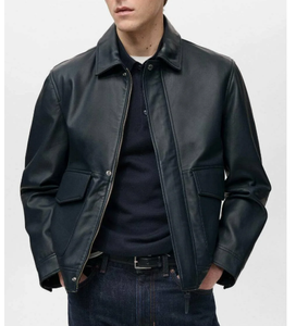 Factory Direct Custom <b>Men's</b> Leather Bomber <b>Jacket</b> Breathable and Waterproof Hip Hop Style for Winter Wholesale Price - Product Image 3