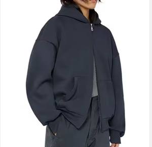 Sweat à capuche unisexe personnalisé en polaire avec fermeture éclair, style décontracté, motif uni, 100 % coton teint en fil, impression numérique, respirant, pour la saison hivernale - Product Image 4