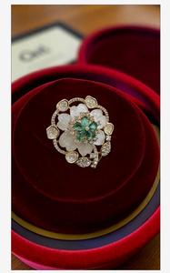 Luxury Flower Design Women's <b>Cocktail</b> <b>Ring</b> with Mother of Pearl Latest Design Engagement Wedding Gift Jewelry - Product Image 2