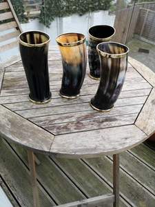 Haute qualité Unique Viking leurre poli nordique cornes à boire vache corne de boeuf verre à liqueur jante en laiton Animal décorations de noël - Product Image 4