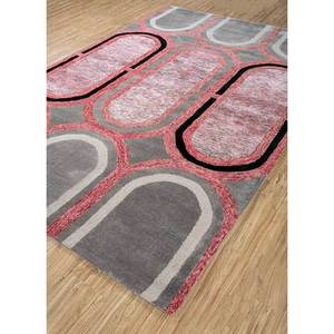 Alfombra Acar Clásica Geométrica de Lana y Viscosa Tejida a Mano, Roja y Naranja, Tra-13221, para Sala de Estar, Pasillo, Técnica de Tejido Plano - Product Image 2