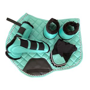 أطقم فروسية أنيقة لركوب الخيل مع أغطية أذن وواقيات للأوتار، مناسبة لترويض وقفز الخيول في رياضة الفروسية - Product Image 6