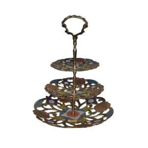 Bol à fruits en laiton à trois niveaux fait à la main de haute qualité avec une belle gravure multicolore et une finition polonaise pour une utilisation en cuisine - Product Image 6