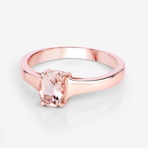 Anillo de Morganita Durazno Genuina con Baño de Oro sobre Plata de Ley, Corte Ovalado Vintage para Mujer, Regalo para Boda/Fiesta - Product Image 4