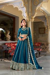 Nouveauté Designer Vichitra Soie Cousue Lehenga Chemisier non cousu Choli Wedding Party Wear Sequins Thread Embroidery Indian - Product Image 3