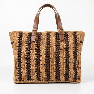 Woven <b>raffia</b> Shoulder Bag Jute Tote <b>Handbag</b> Reusable Shopping Carryall for Daily Use - Product Image 4