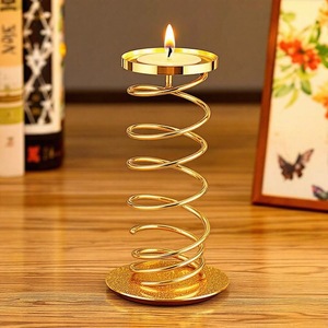 Tarro de vela de Metal chapado en oro festivo de Navidad moderno elegante decoración de soporte de pilar único para actividades de centro de mesa - Product Image 4