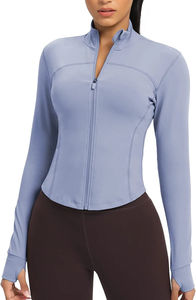 Veste de sport zippée ajustée de haute qualité pour femme, respirante, athlétique, pour le yoga, l'entraînement, la course à pied, avec devant en spandex, grandes tailles - Product Image 3