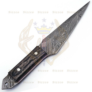 Belle lame fixe en acier damas faite à la main, manche de couteau de chasse et de Camping en bois dur - Product Image 6