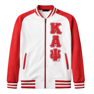 Kappa Alpha Psi Red Varsity Fleece <b>Jacket</b> Greek Letter <b>Lightweight</b> Fraternity Everyday Outerwear - Product Image 3