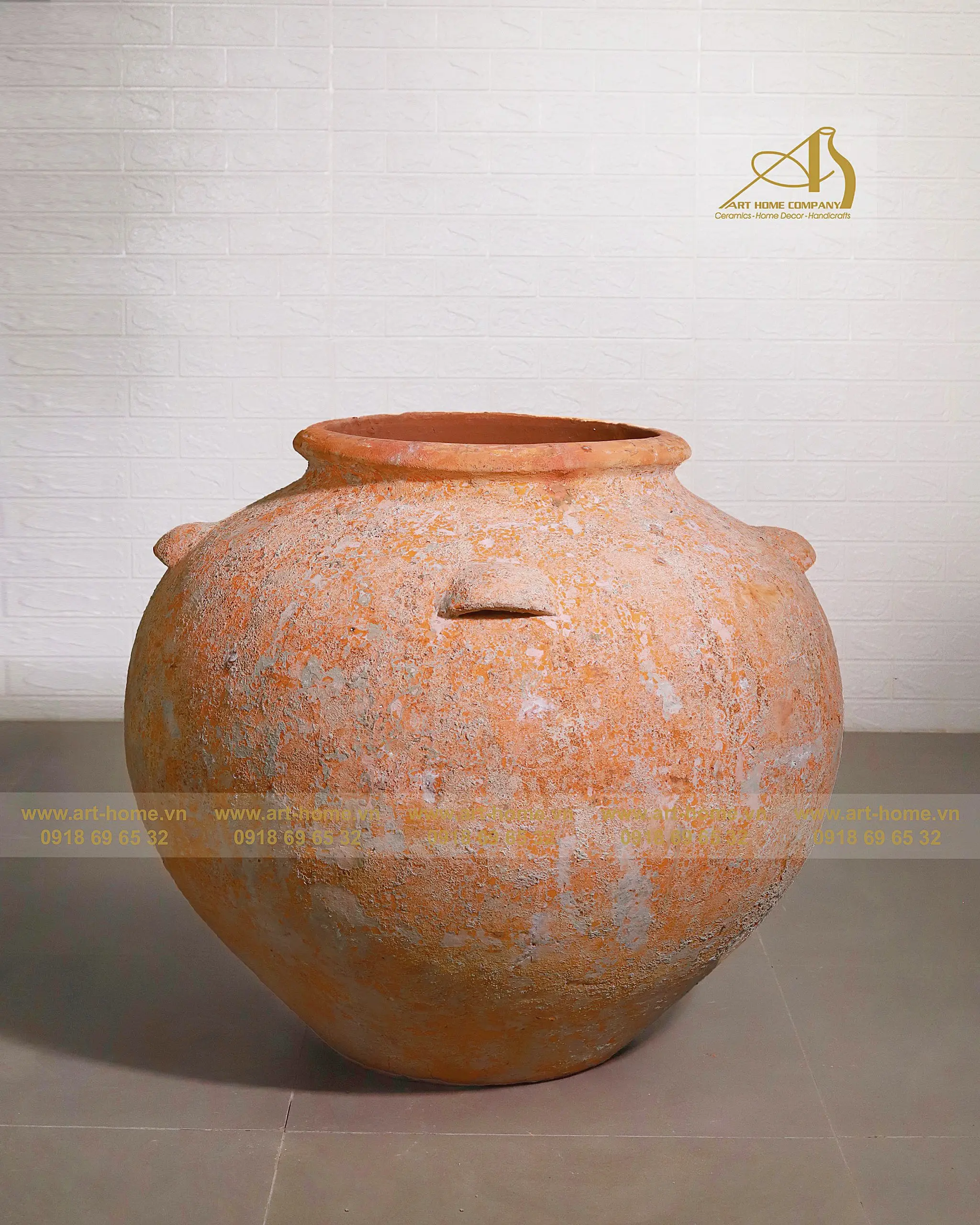 Art-home Ceramics OCEAN ORANGE OC066H73 Pot With 2 Handles Suitable For Planting Garden Decoration And Mini Landscaping
