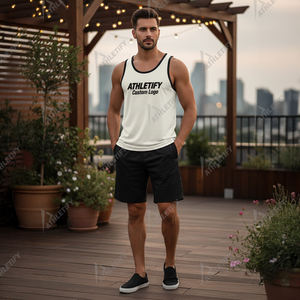 Débardeur sans manches en tricot pour homme, style streetwear, coupe décontractée, col rond, coupe personnalisée, respirant, séchage rapide, couleur unie, coton et élasthanne - Product Image 2