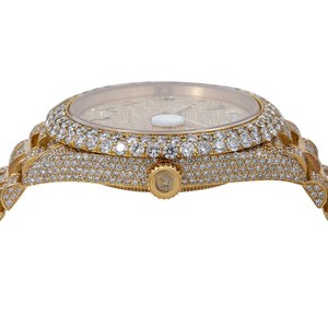 Audacieux aspect VVS Moissanite diamant ton or Rose cadran arabe japon automatique glacé montre-bracelet Hip Hop Bling mode masculine - Product Image 2