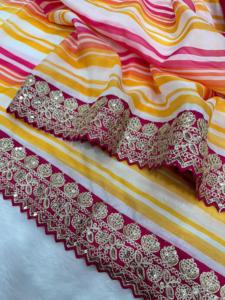 Leriya ชุดส่าหรีผ้าไหมหลากสีสำหรับงานแต่งงานงานเลี้ยงเทศกาลดิวาลีพิมพ์ลายแบบนิ่ม - Product Image 3