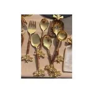 Ensemble de service à salade en acier inoxydable argenté avec poignée en résine violette Vaisselle polie naturelle Ensemble décoratif de sécurité alimentaire - Product Image 3