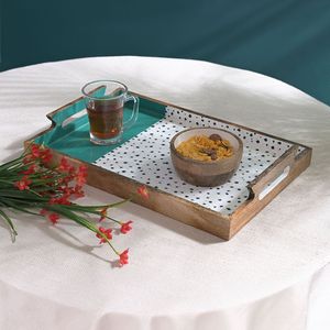 Bandeja de servicio de madera recuperada diseño ecológico atractivo rústico Estilo de vida sostenible Decoración de cocina uso funcional - Product Image 1