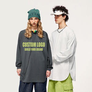 T-shirt à manches longues surdimensionné STREETLAB, poids lourd 305g, logo personnalisé, ourlet incurvé, impression sérigraphique, style streetwear pour homme - Product Image 1