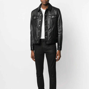 Vestes en cuir pour hommes, design tendance, veste pour hommes, prix de gros, avec col noir pour l'hiver - Product Image 6